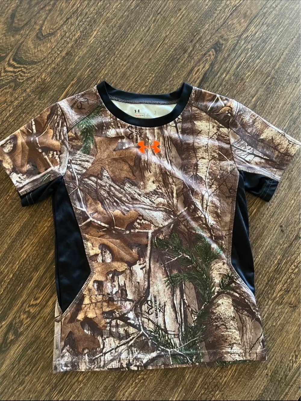 Under Armour Brown/Black Camo Performance Tee with Orange Logo